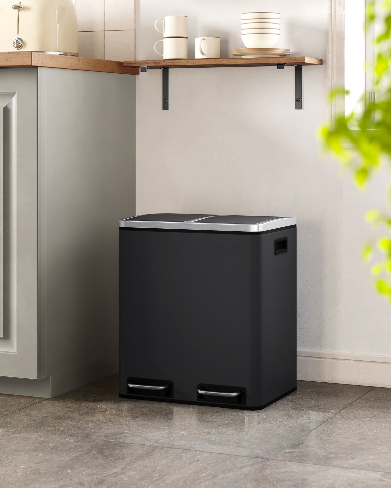 Dual Kitchen Bin 2x15L, Black