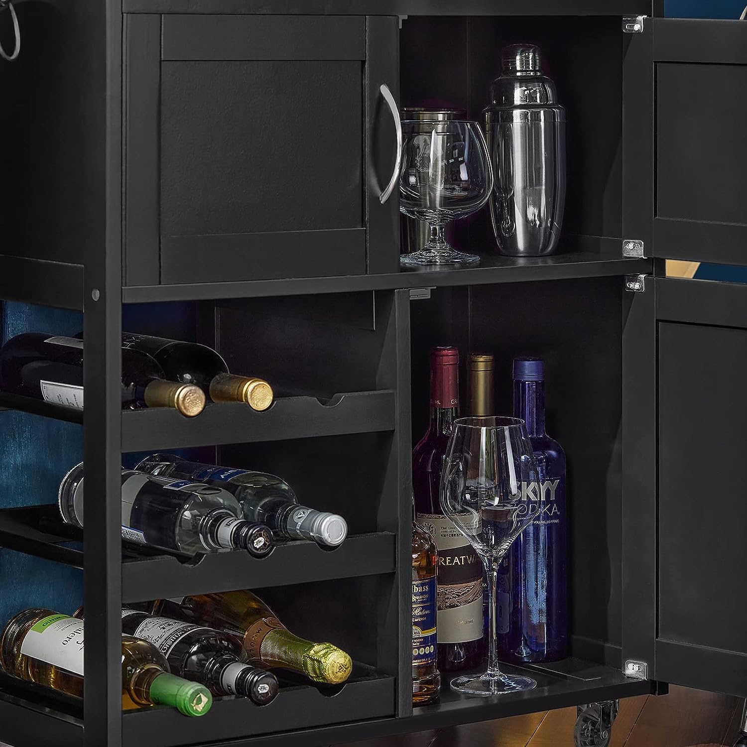 Kitchen Trolley Bottle Rack Drawer Cabinet