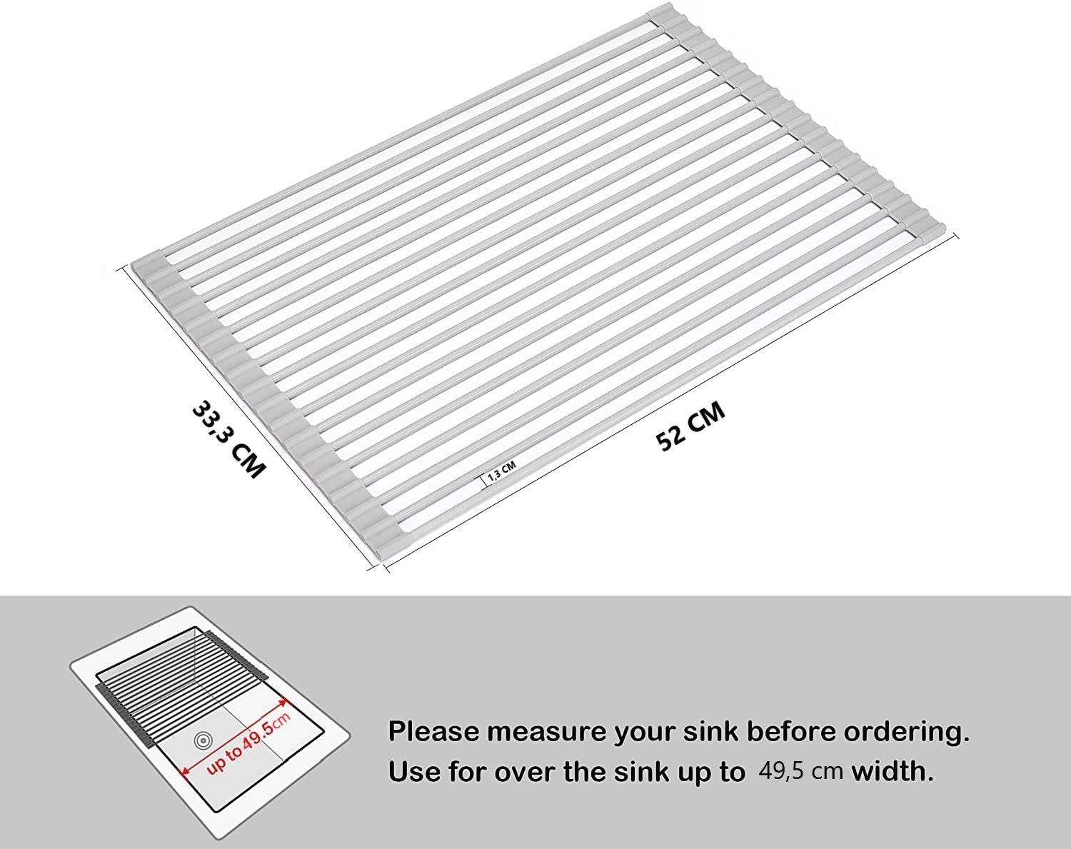 Over The Sink Multipurpose Roll-Up Dish Drying Rack (52 x 33 cm)