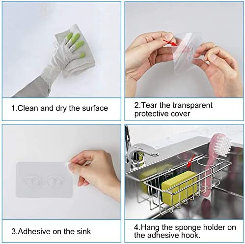 3-in-1 Adhesive Stainless Steel Sink Caddy Organizer Storage for Kitchen  Rustproof