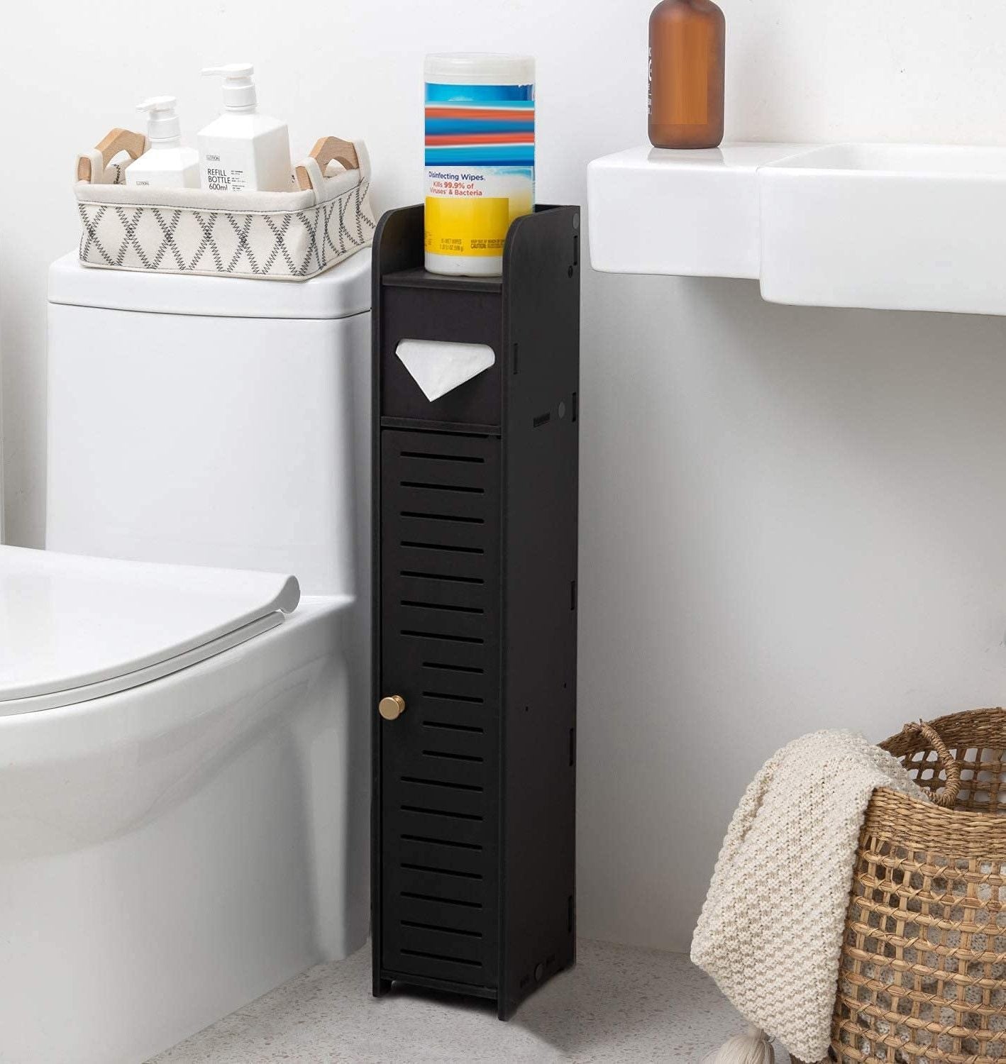 Toilet Paper Roll Holder for Bathroom (Black, 80 cm)