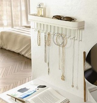 Hanging Jewelry Organizer 25 Hooks (White)