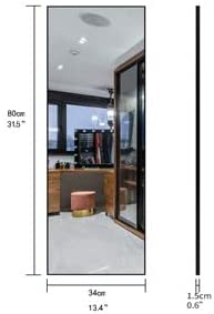 Full-Length Mirror Long Standing for Bedroom and Bathroom (80 x 34 cm, Black)