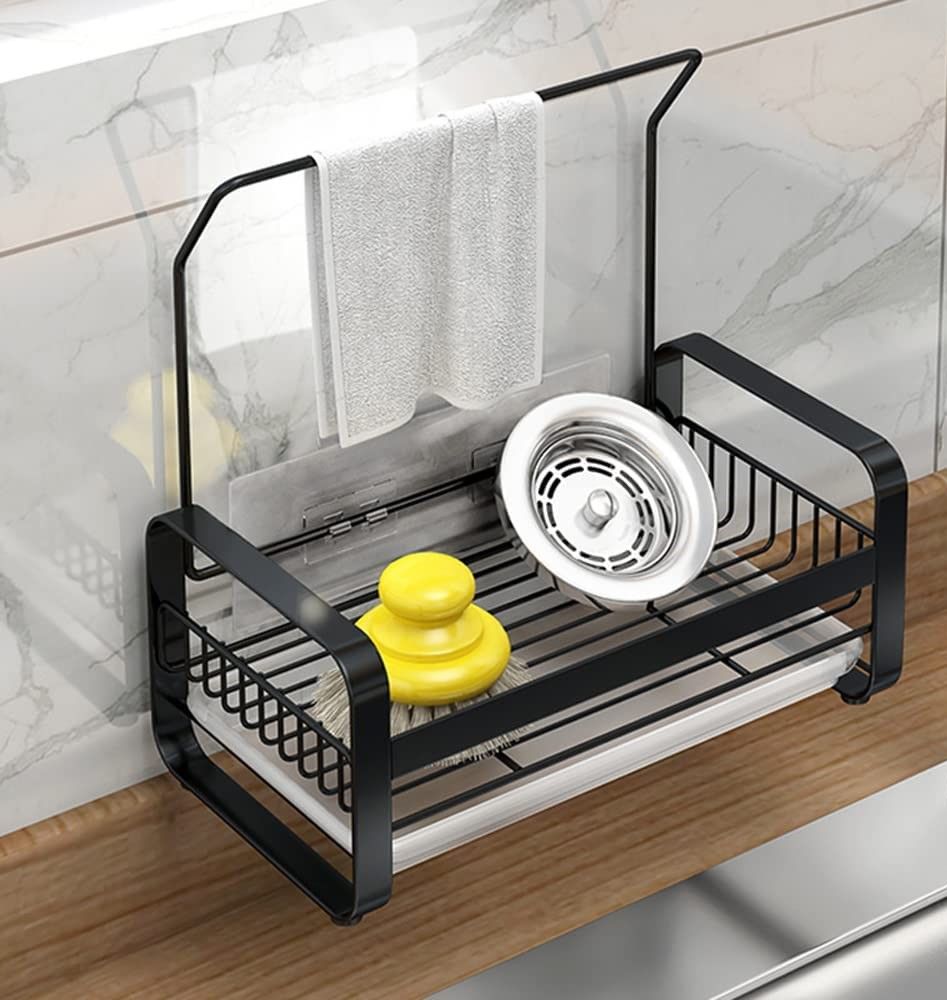 Adhesive Sink Caddy Sponge Holder Storage for Kitchen Accessories