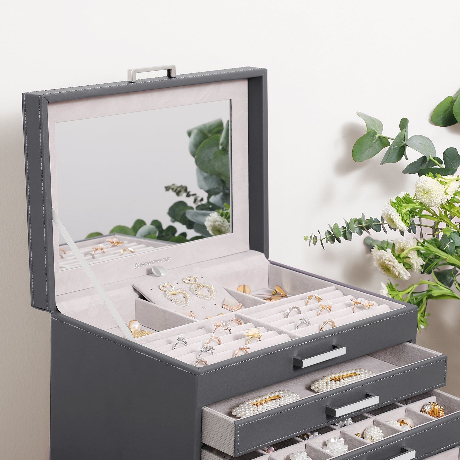 Jewellery White Box, 6 Layers,  5 Drawers