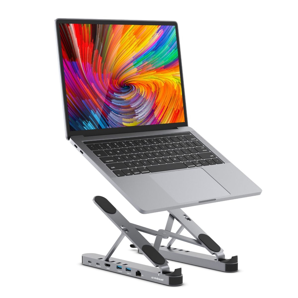mbeat Stage P5 Portable Laptop Stand with USB-C Docking Station - Space Grey