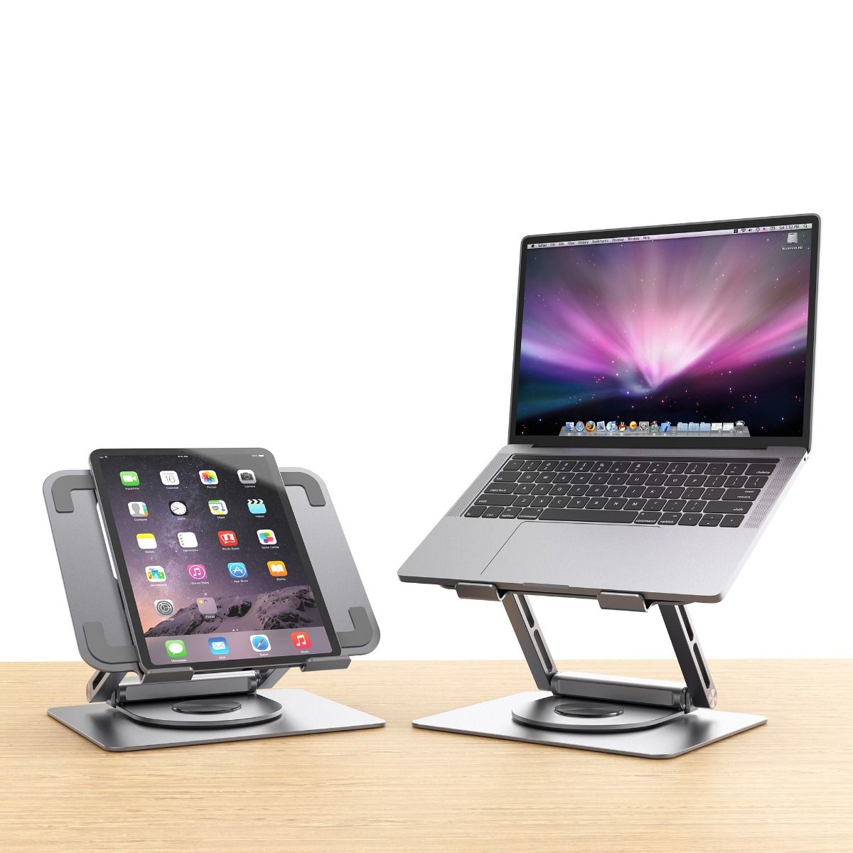 mbeat Stage S12 Rotating Laptop Stand with USB-C Docking Station - Space Grey