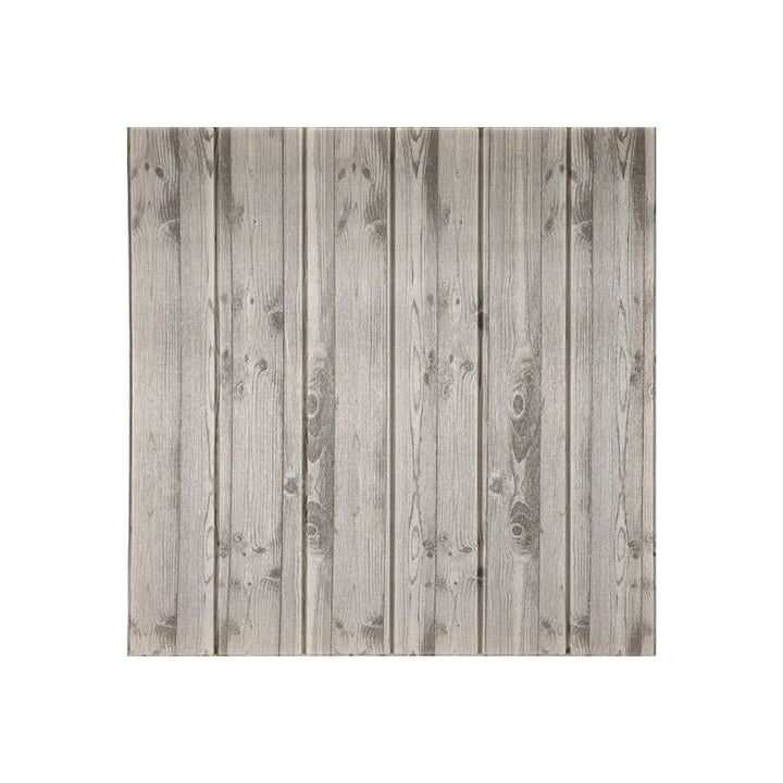 Decorative 3D Foam Wallpaper Panels Grey Wood Grain 10PCS
