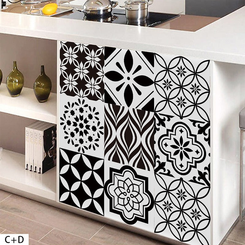 Nordic Wall Sticker Bathroom Waterproof Self-adhesive Tile Sticker  Kitchen Cabinet Decor