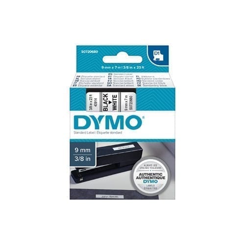 Dymo Blk on Wht 9mm x7m Tape - for use in Dymo Printer