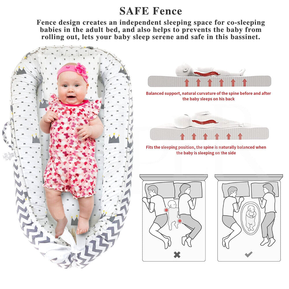 Portable Newborn Baby Lounger Nest Pod Crib Cot Bed Sleeping Babies Bassinet