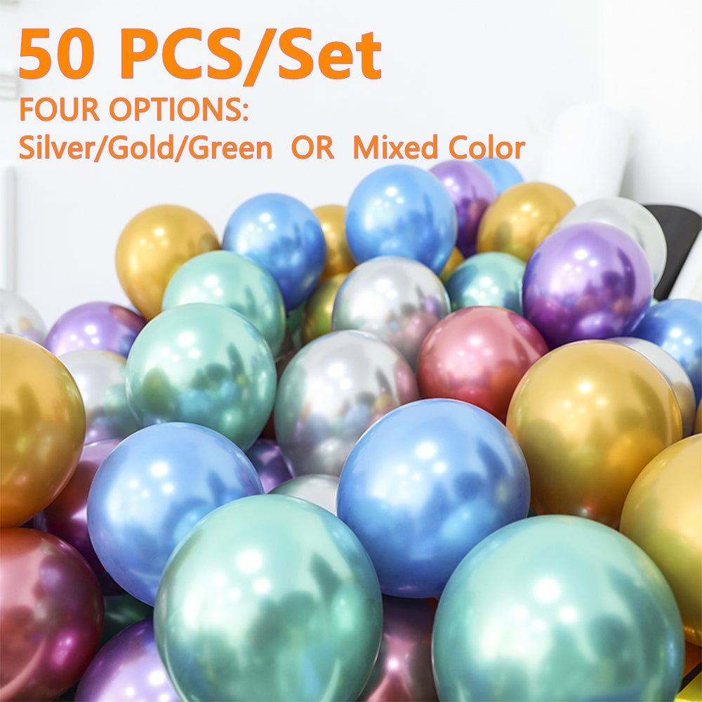 50PCS 5'' Latex Balloon Set Multicolor Metallic Birthday Wedding Party Decoration