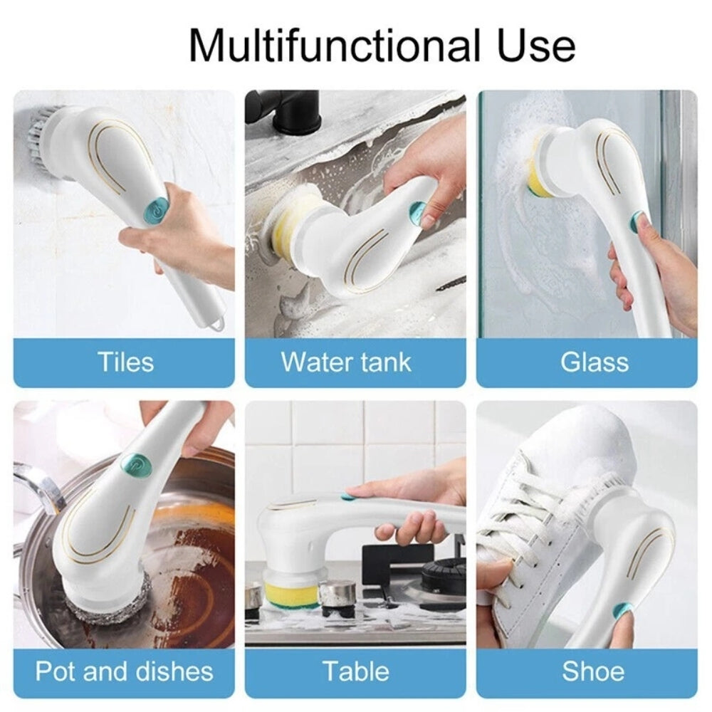 5 In 1 Handheld Electric Cleaning Brush Power Scrubber Cordless USB Rechargeable