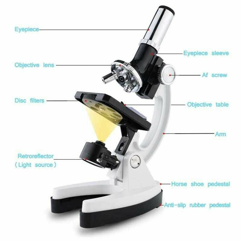 600X-1200X Upgrade Science Lab Microscope Kit LED Light Carrying Box Student