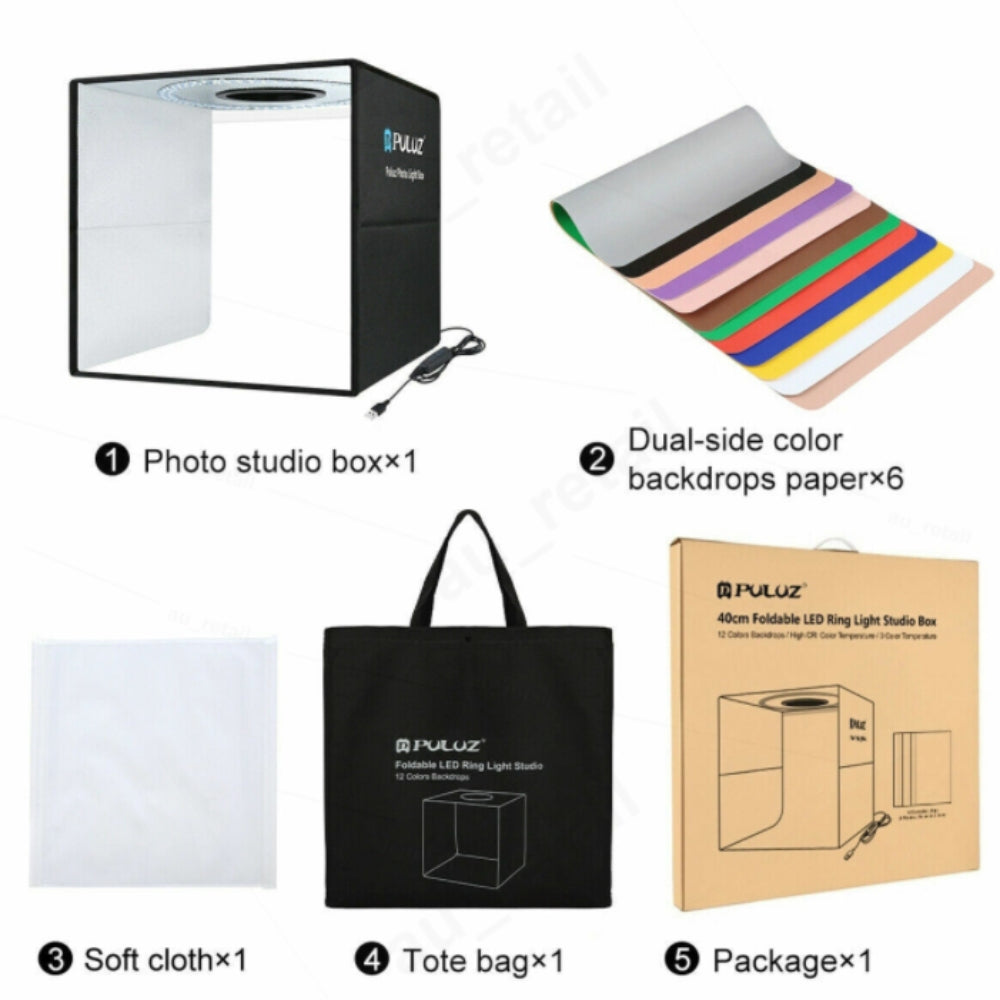 40CM Portable Photo Studio LED Light Tent Bar Cube Soft Box Room Photography