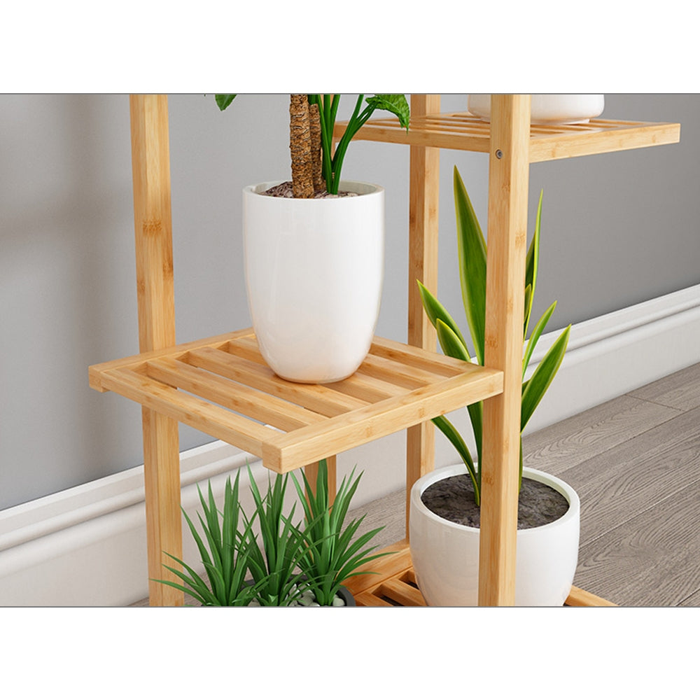 6 Tiers Bamboo Flower Shelf Rack Plant Stand Pots Display Corner Shelving