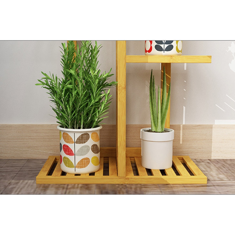 6 Tiers Bamboo Flower Shelf Rack Plant Stand Pots Display Corner Shelving