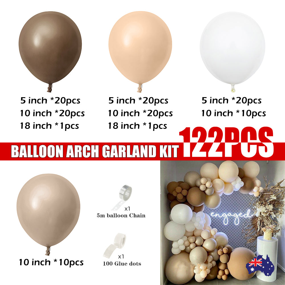 122X Coffee Balloon Arch Garland Kit Set Baby Shower Wedding Birthday Party Decor