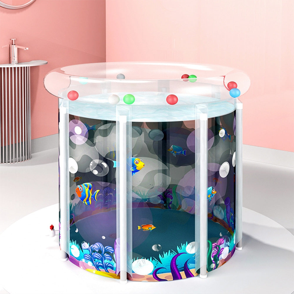 Portable Children Pool Home Transparent Inflatable PVC Bathtub Barrel Bucket
