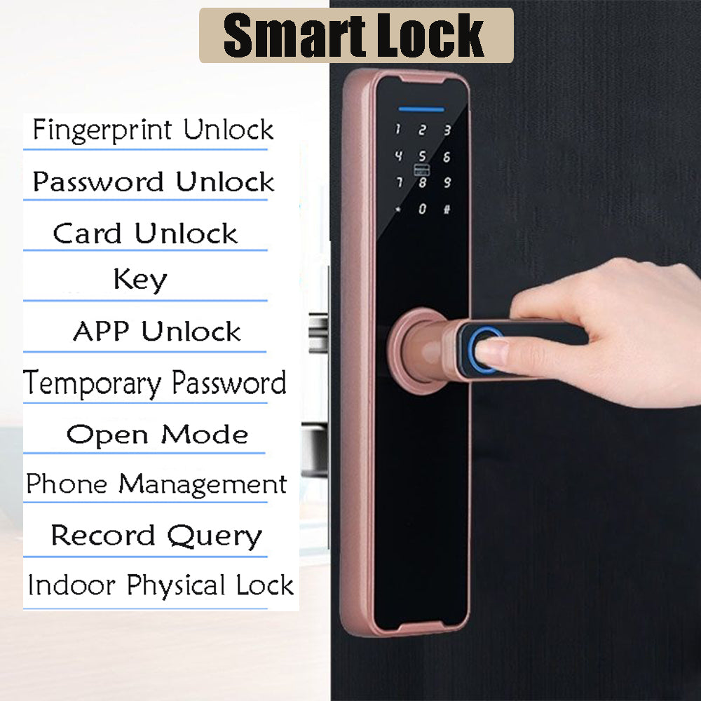 Digital Smart Door Lock Fingerprint APP Key Card Password Electronic Home Lock