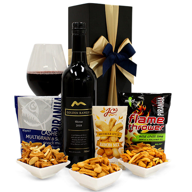 Wine & Nuts Hamper (Shiraz) - Wine Party Gift Hamper for Birthdays, Graduations, Christmas, Easter, Holidays, Anniversaries, Weddings, Receptions, Office & College Parties