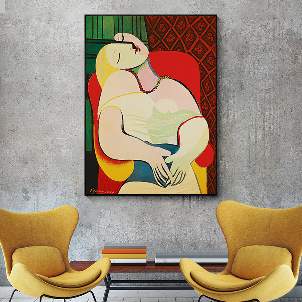 Wall Art 60cmx90cm The dream by Pablo Picasso Gold Frame Canvas