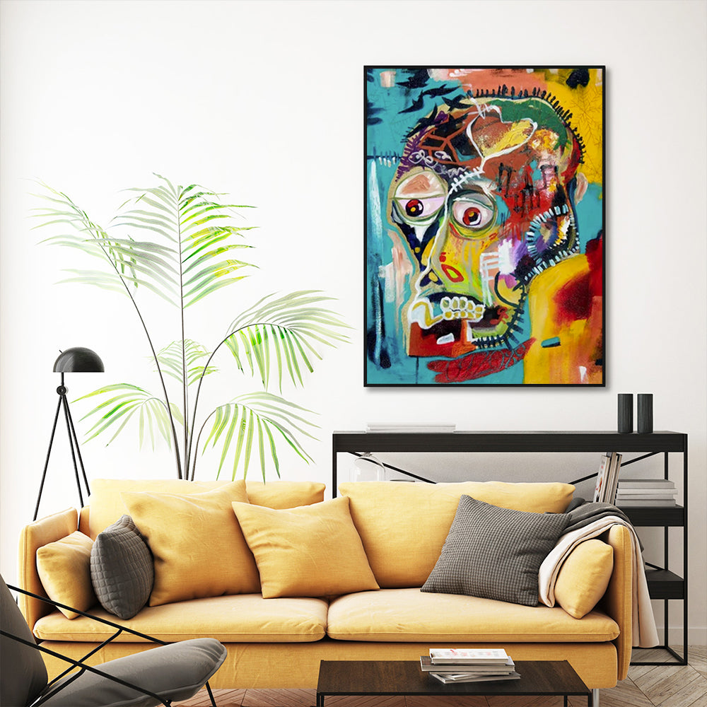 60cmx90cm Pop Art Head Black Frame Canvas Wall Art