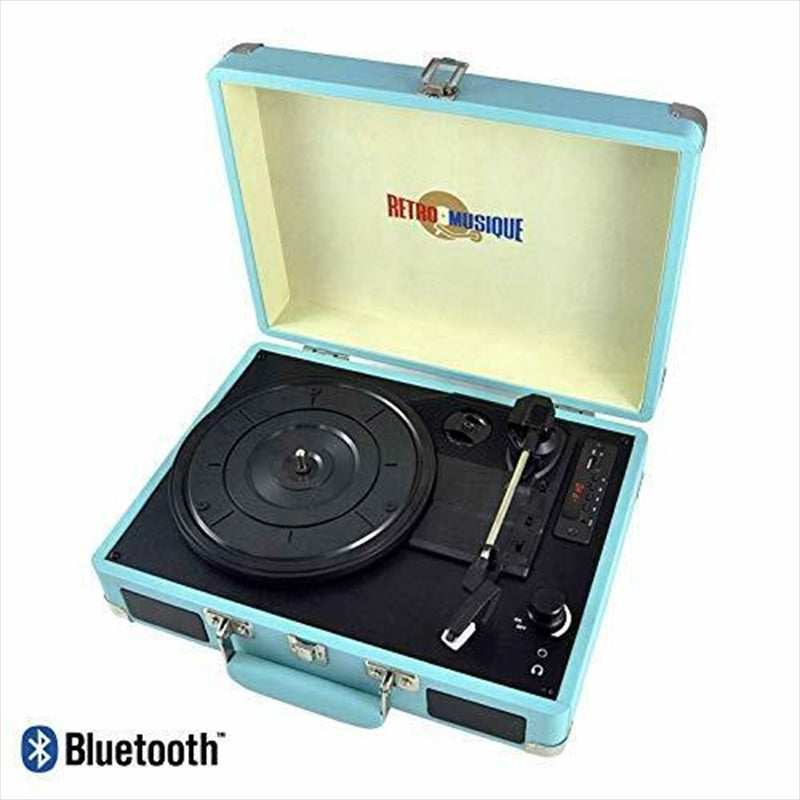 Bluetooth Suitcase Style Record Player - Turquoise