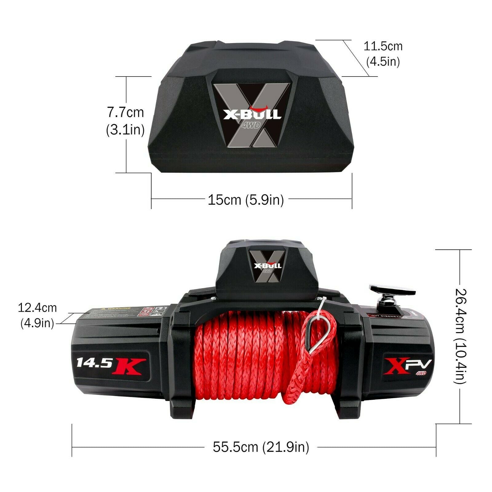 X-BULL Electric Winch 12V Synthetic Rope Wireless 14500LB Remote 4X4 4WD Boat