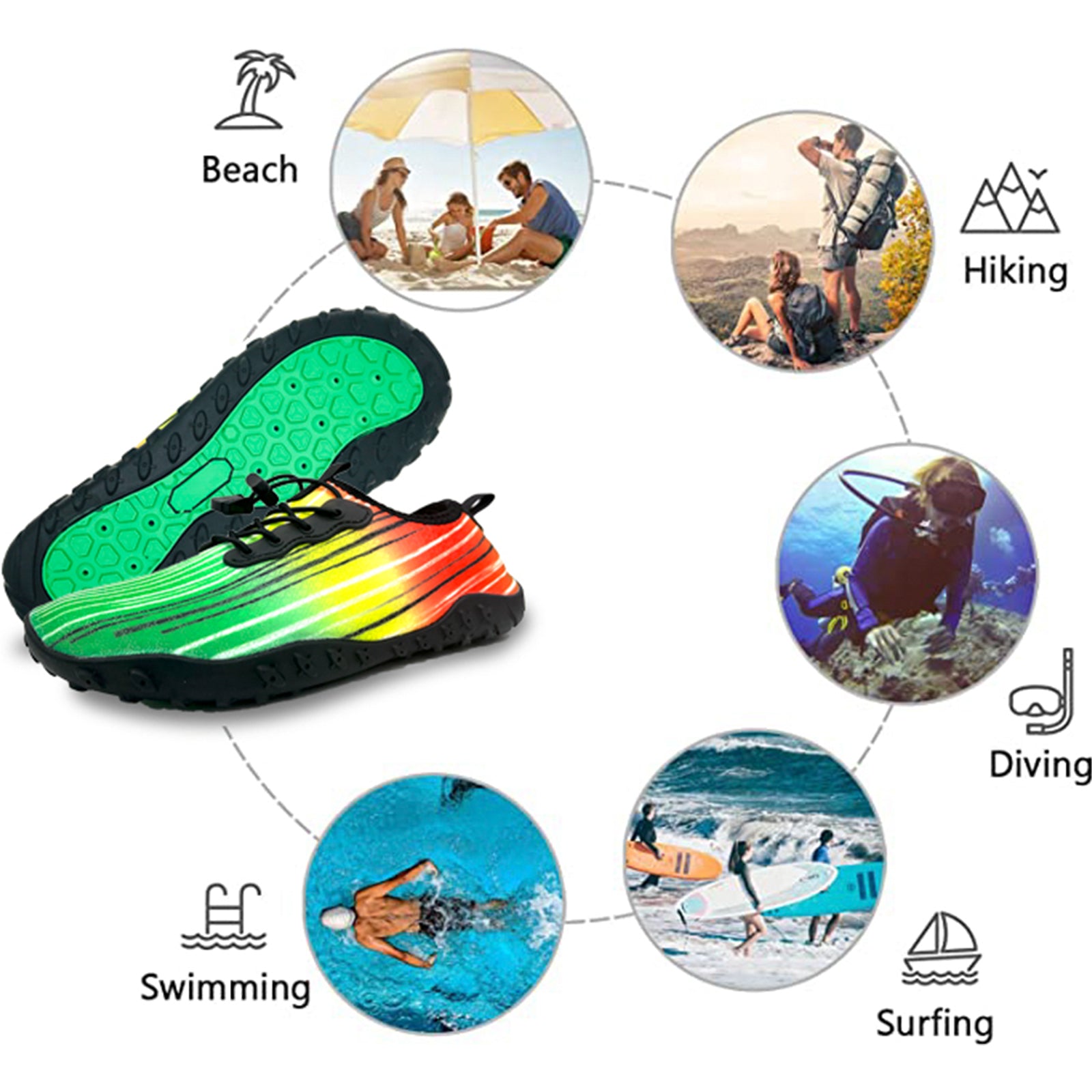 Water Shoes for Men and Women Soft Breathable Slip-on Aqua Shoes Aqua Socks for Swim Beach Pool Surf Yoga (Green Size US 8.5)