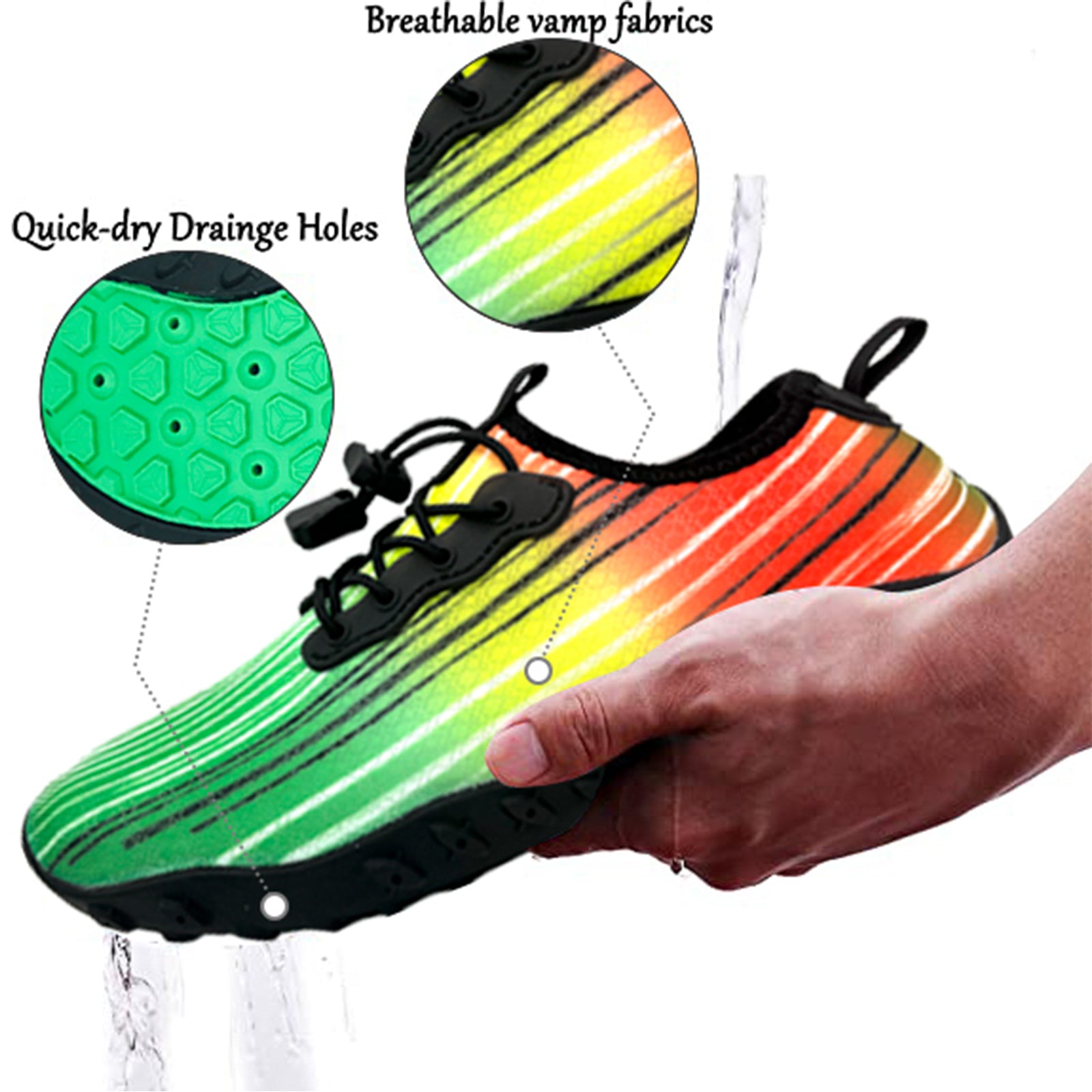 Water Shoes for Men and Women Soft Breathable Slip-on Aqua Shoes Aqua Socks for Swim Beach Pool Surf Yoga (Green Size US 9.5)