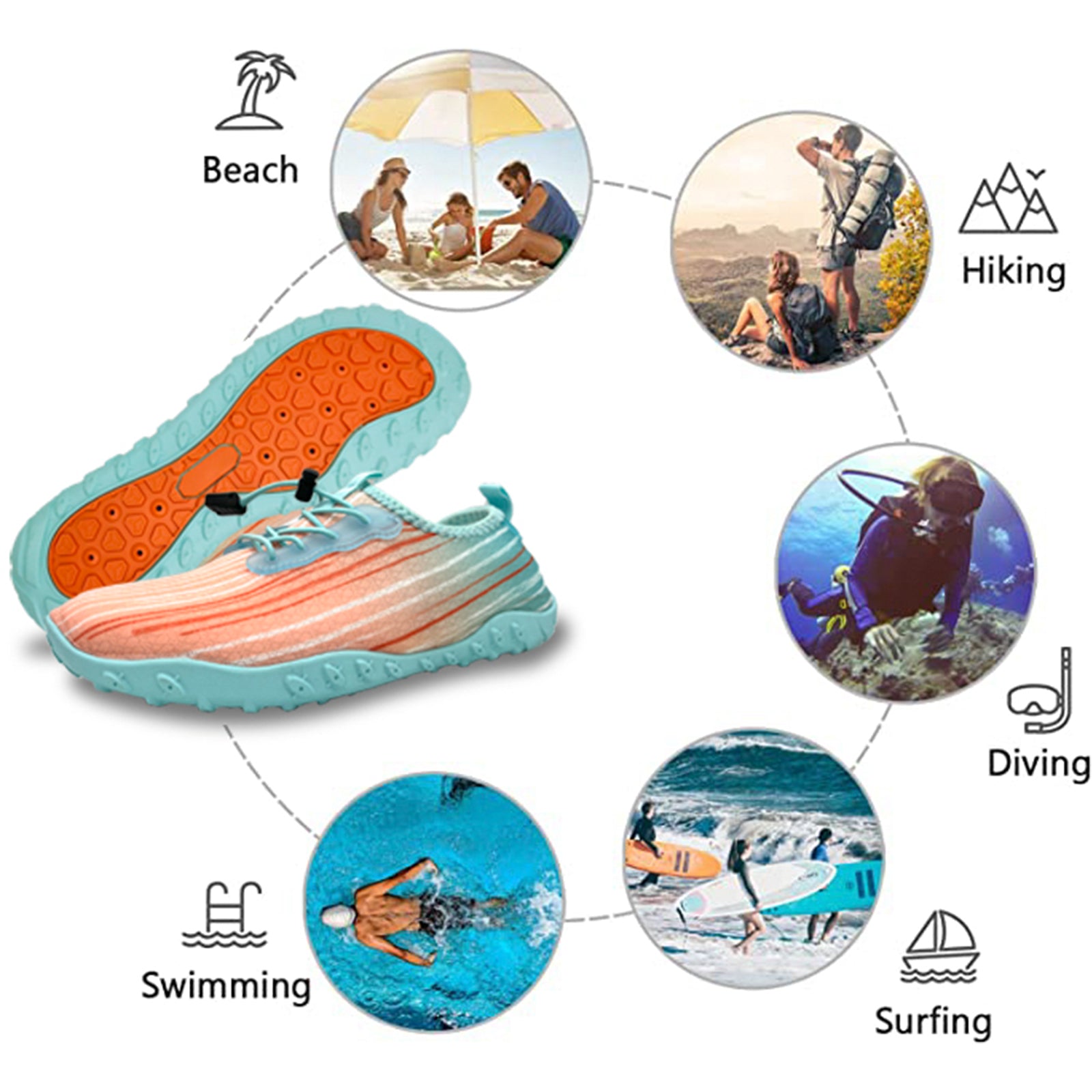 Water Shoes for Men and Women Soft Breathable Slip-on Aqua Shoes Aqua Socks for Swim Beach Pool Surf Yoga (Orange Size US 10.5)