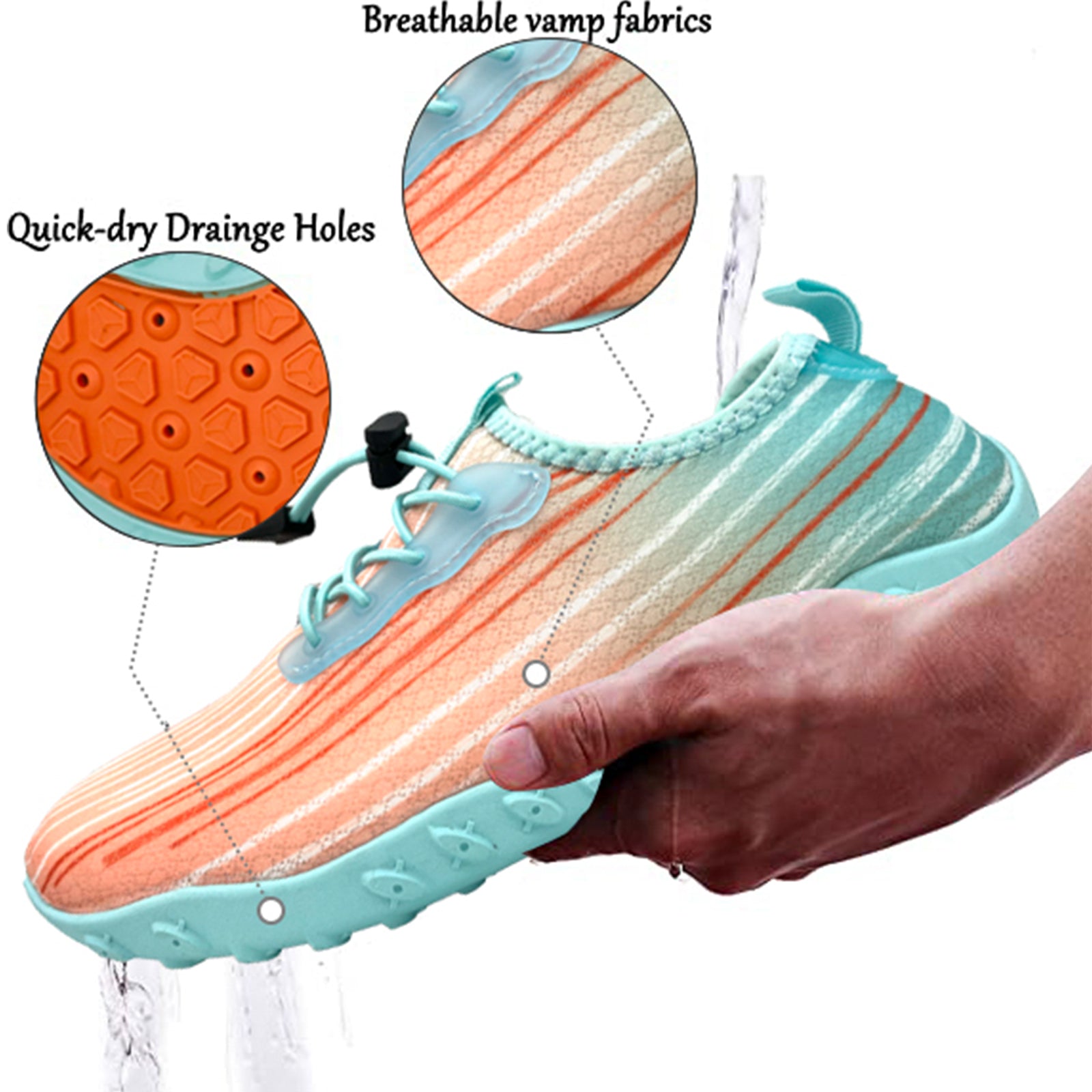 Water Shoes for Men and Women Soft Breathable Slip-on Aqua Shoes Aqua Socks for Swim Beach Pool Surf Yoga (Orange Size US 10.5)