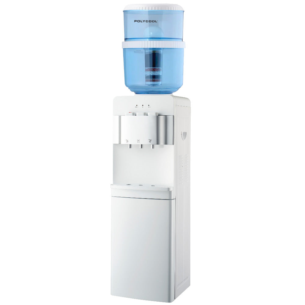 PolyCool 22L Floor Standing Water Cooler Dispenser, Instant Hot & Cold, with 7 Stage Filter Purifier System, White