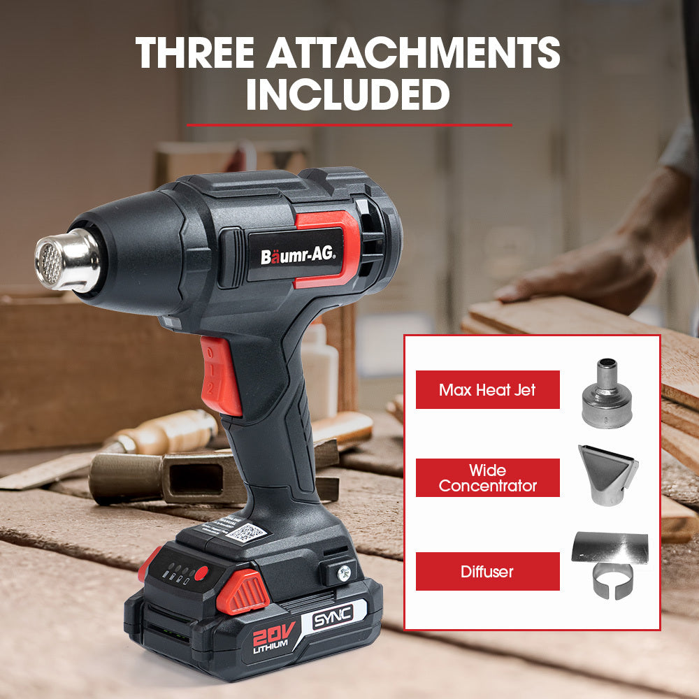 BAUMR-AG HG3 20V SYNC Cordless Power Heat Gun, with Battery and Fast Charger Kit