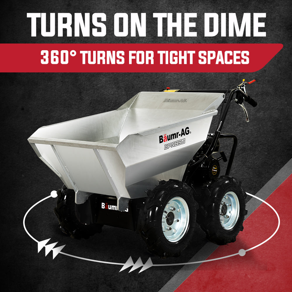 BAUMR-AG Mini Dumper Power Wheel Barrow Tracked Motorised Petrol Powered Wheelbarrow