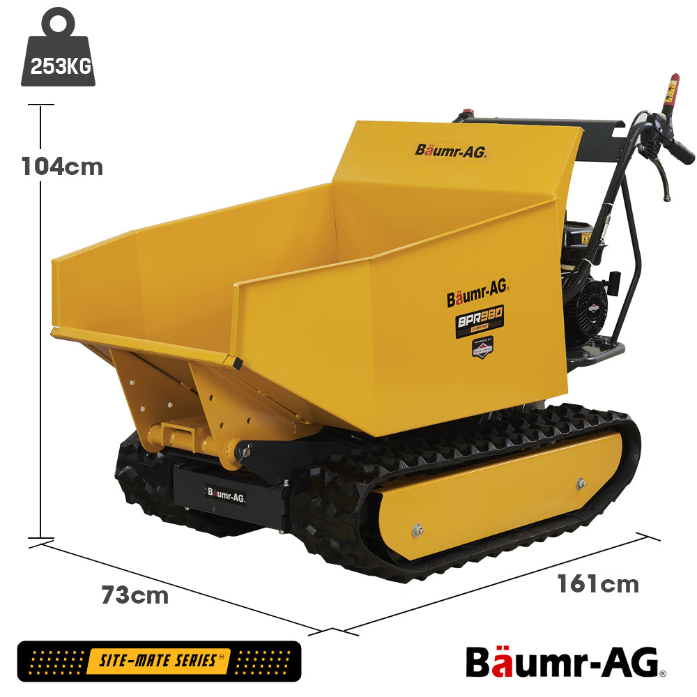 Baumr-AG Motorised Tracked Wheelbarrow Dumper, Briggs & Stratton CR950 Petrol Engine, 500kg Capacity