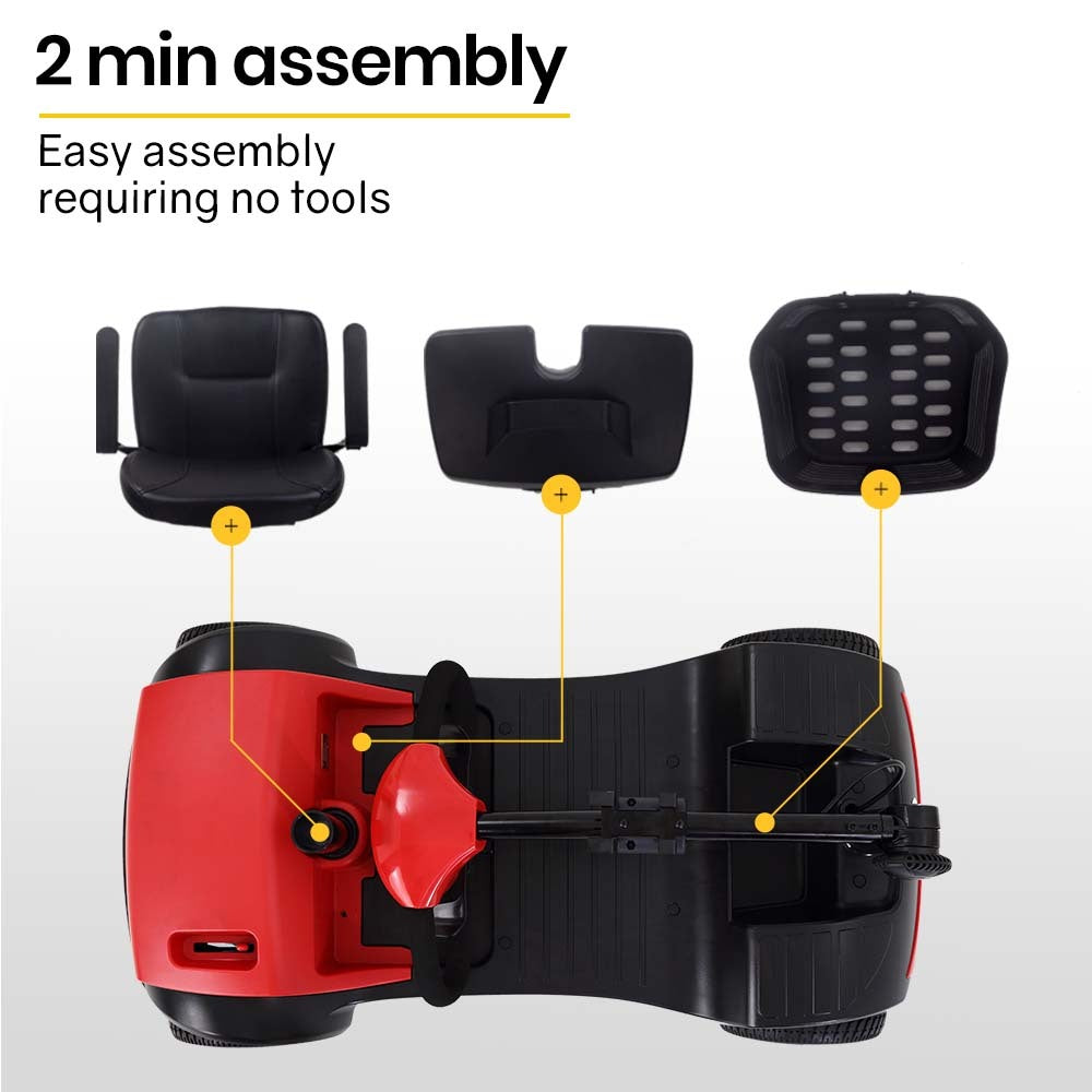 EQUIPMED Electric Mobility Scooter Portable Folding for Elderly Older Adult, SmartRider Black & Red