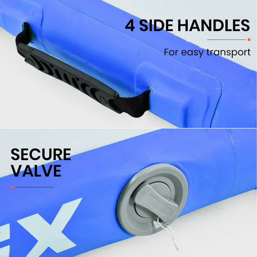 PROFLEX  400x100x10cm Inflatable Air Track Mat Tumbling Gymnastics, Blue & White (No Pump)