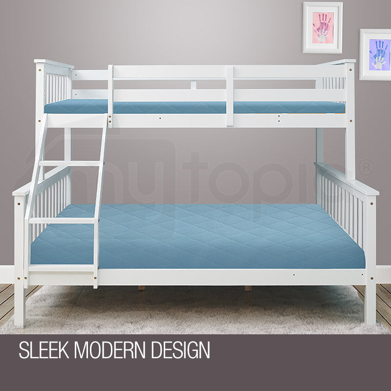 Kingston Slumber 2in1 Double Single Bunk Bed Kids Solid Timber Pine Beds Children Bedroom Furniture