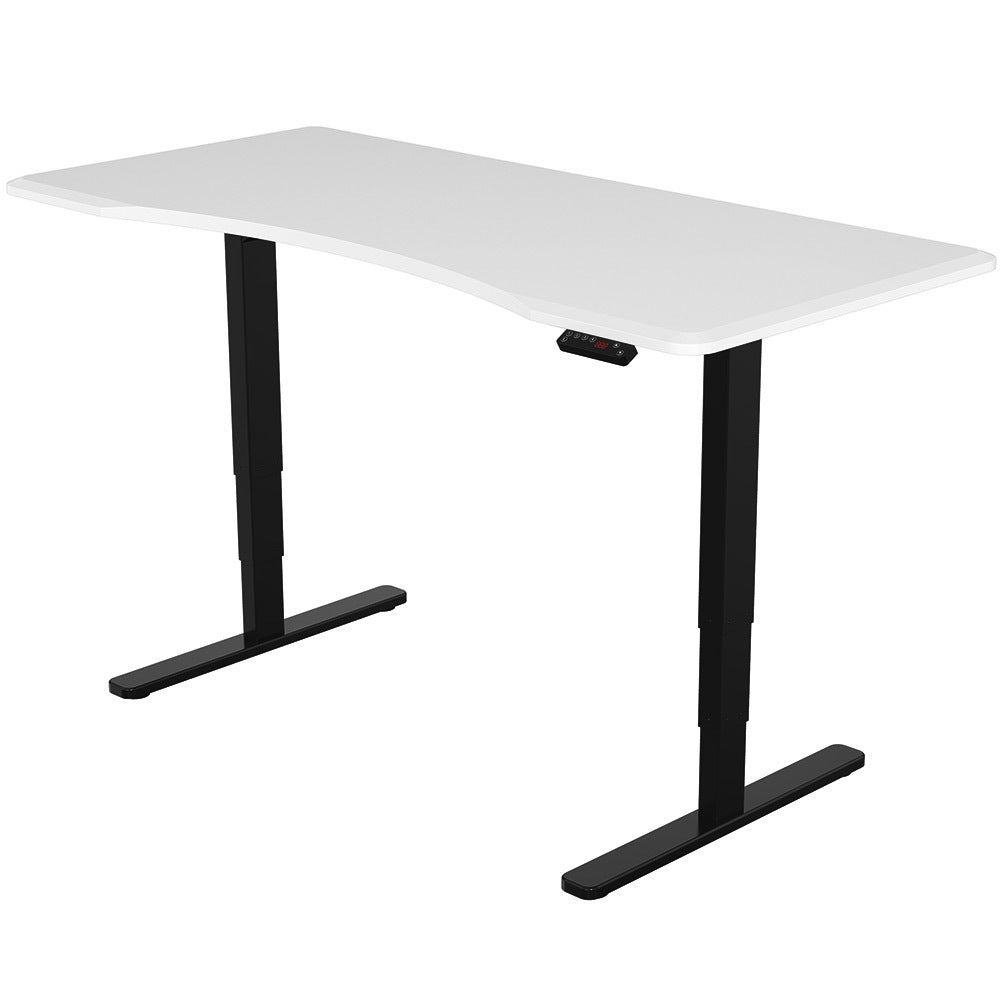 FORTIA Standing Desk, 150x70cm, 62-128cm Height, 2 Motors, 120KG Load, White/Black