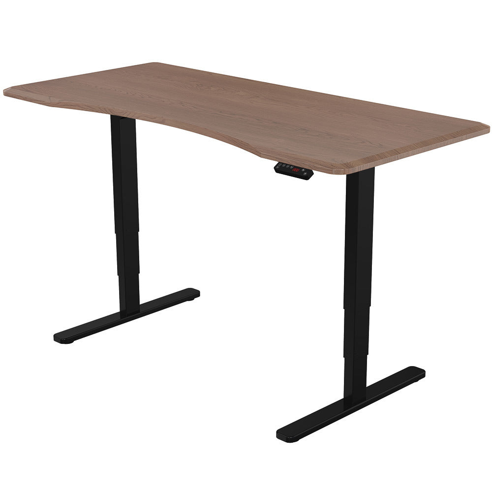 FORTIA Standing Desk, 160x75cm, 62-128cm Height, 2 Motors, 120KG Load, Walnut/Black