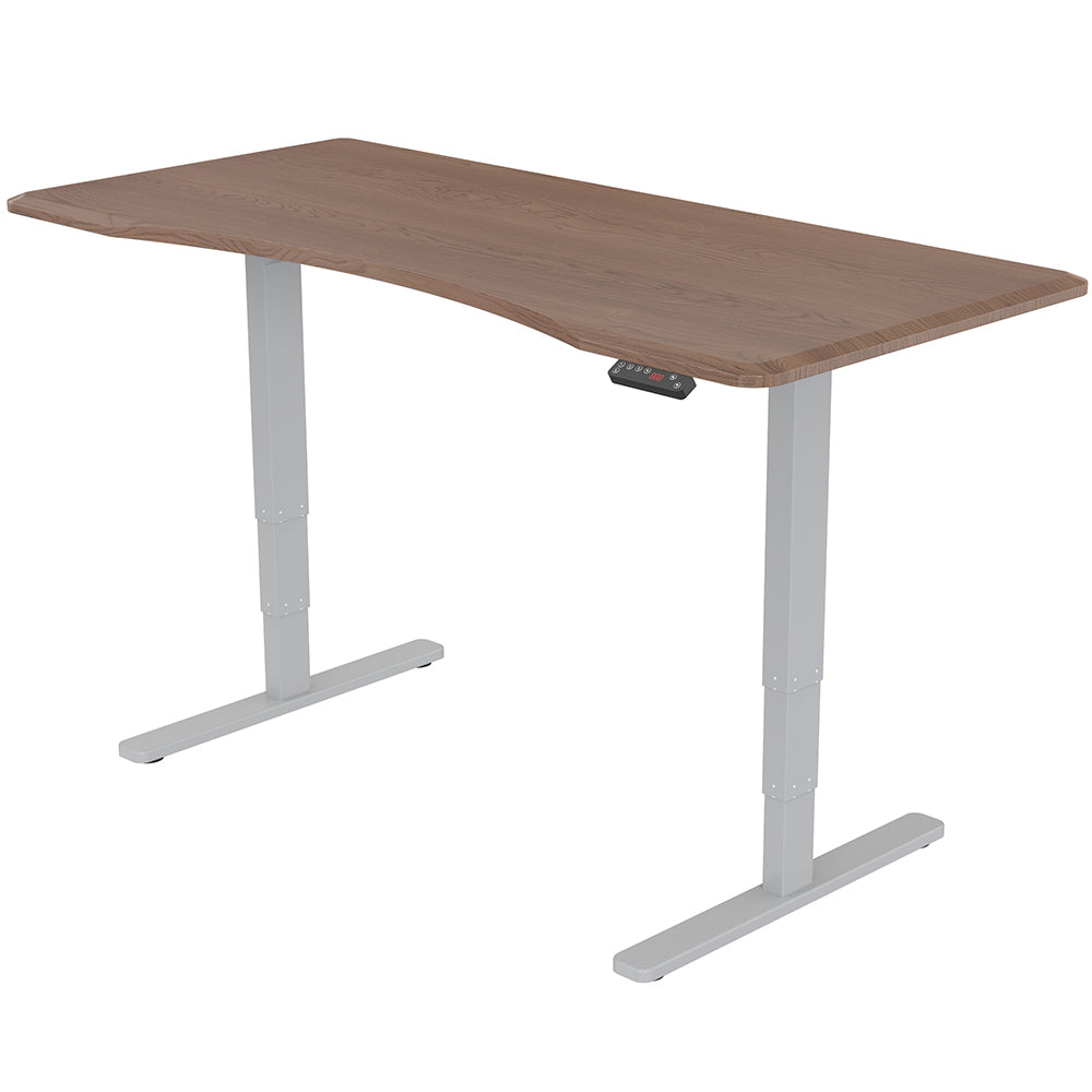FORTIA Standing Desk, 150x70cm, 62-128cm Height, 2 Motors, 120KG Load, Walnut/Silver