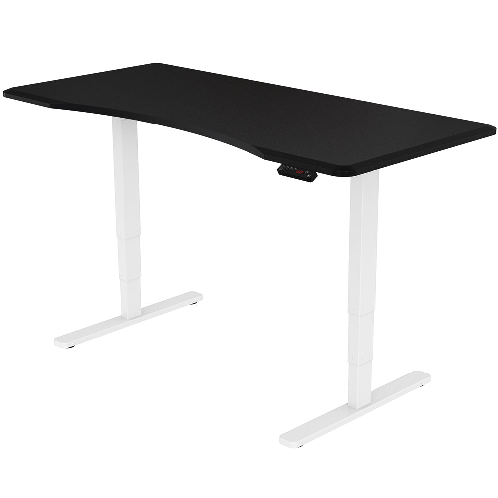 FORTIA Standing Desk, 150x70cm, 62-128cm Height, 2 Motors, 120KG Load, Black/White