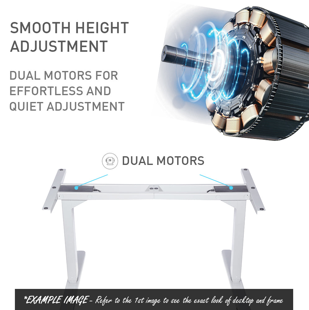 FORTIA Standing Desk, 160x75cm, 62-128cm Height, 2 Motors, 120KG Load, White Oak/White