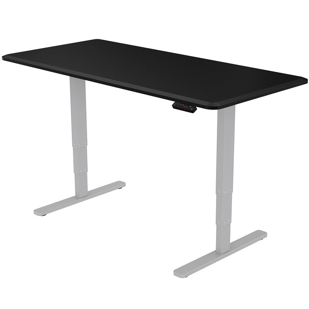 FORTIA Standing Desk, 160x75cm, 62-128cm Height, 2 Motors, 120KG Load, Black/Silver Frame