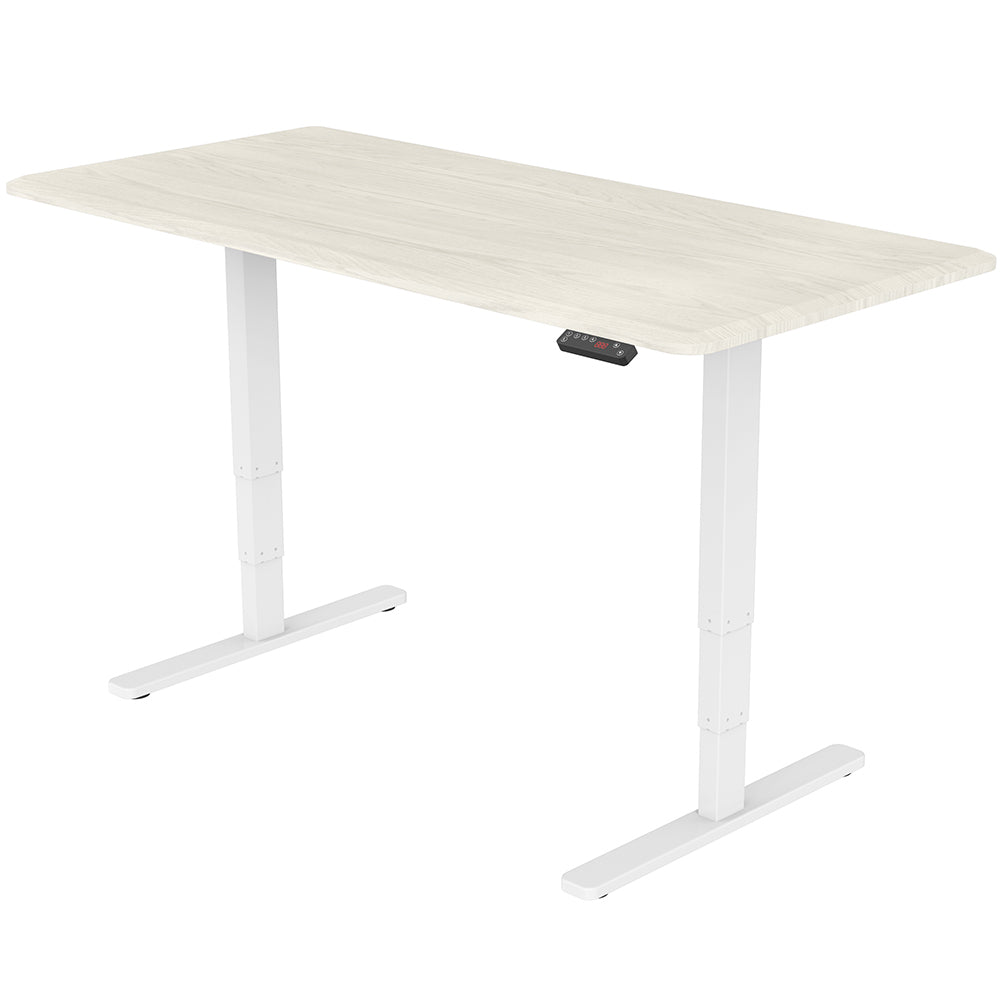 FORTIA Standing Desk Electric Dual Motor Adjustable Sit Stand 120KG Load, White Oak/White Frame