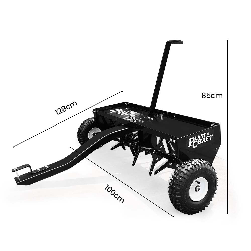 PlantCraft Tow Behind Plug Lawn Aerator 1m (40") Wide, Universal Hitch for Ride on Mower, Garden Tractor