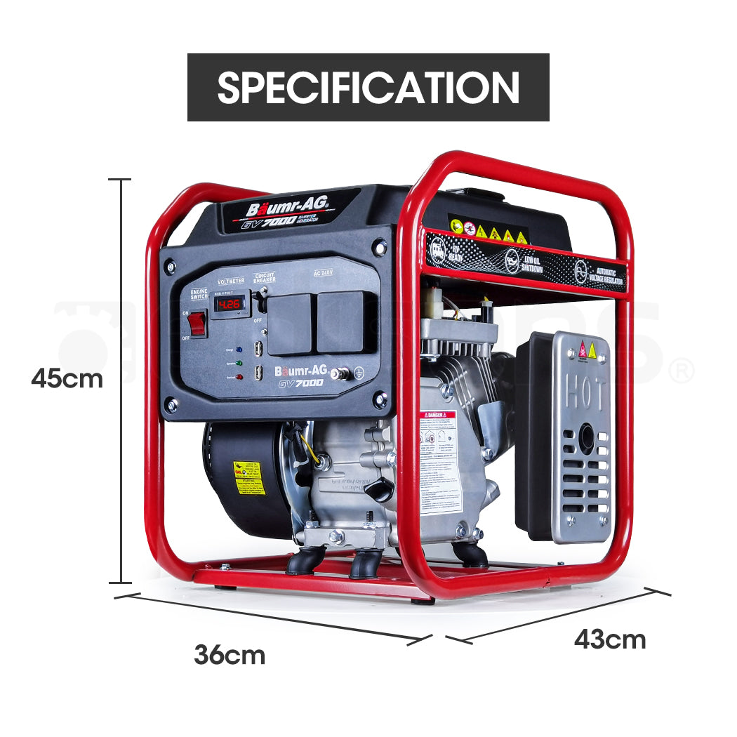 BAUMR-AG 3500W Pure Sine Wave Inverter Generator Portable Power Station Camping Quiet Open-Frame