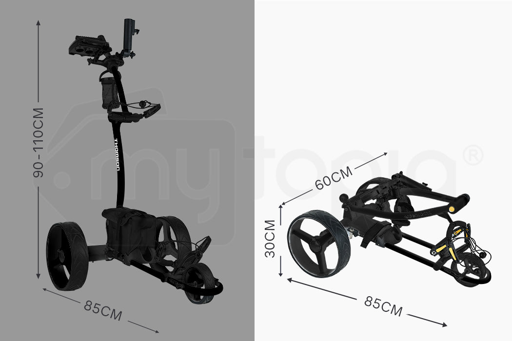 THOMSON Electric Golf Buggy Push Trolley Cart Foldable 18-36 Holes Twin Motor Battery Powered